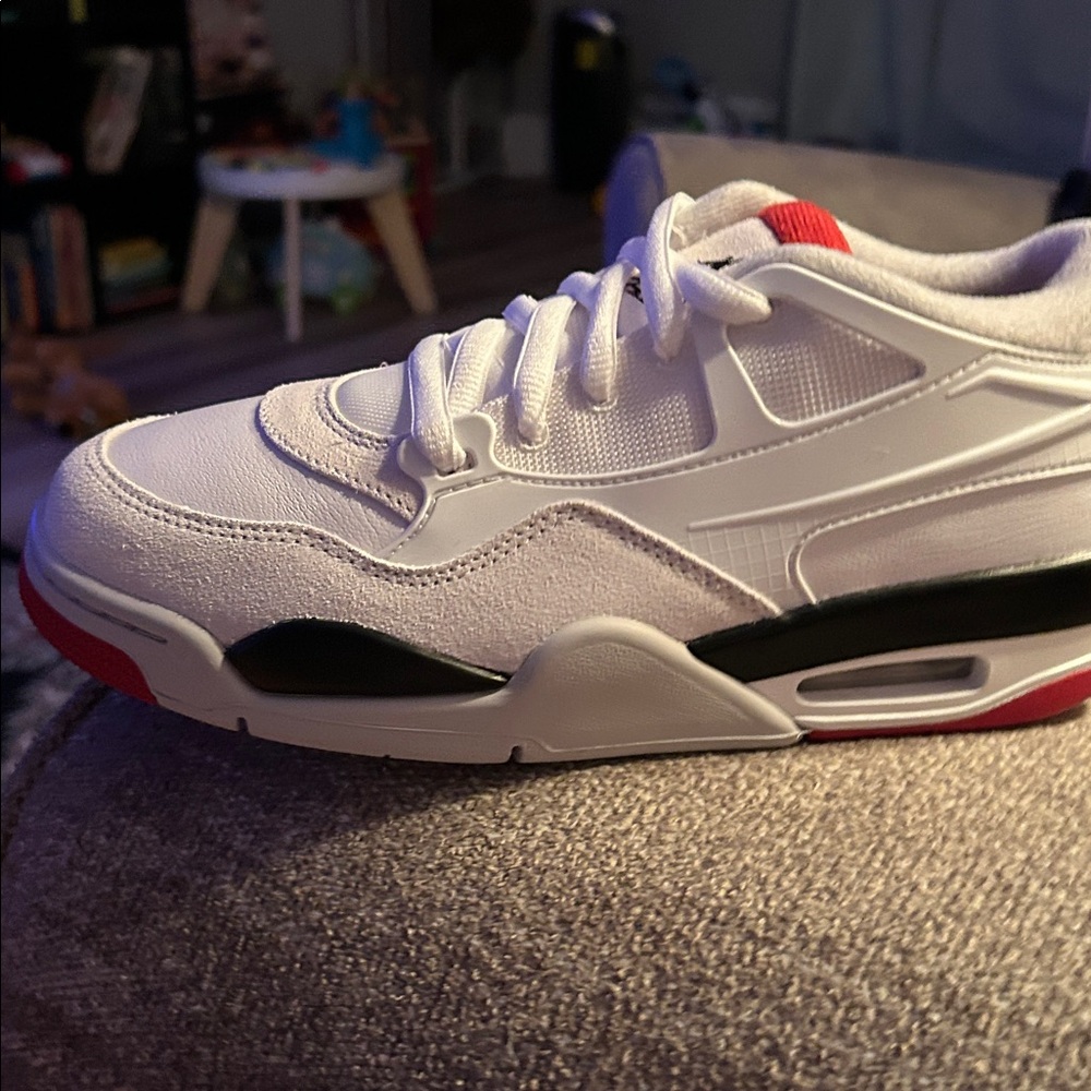 Jordan Air 4 RM White and Red Sneakers